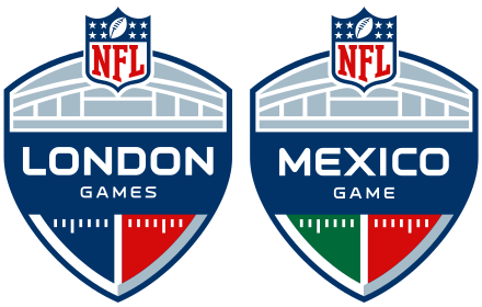 NFL London and Mexico Games logos, first used in 2016 in Mexico and 2017 in London.