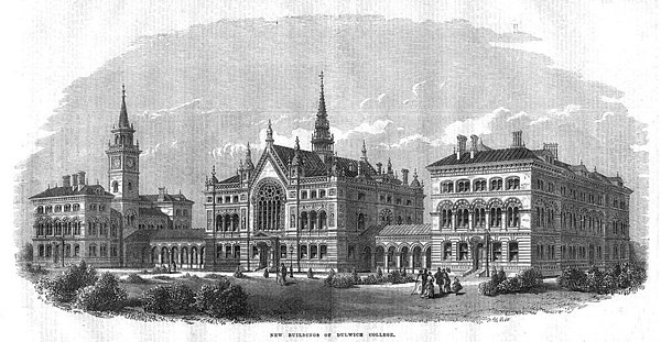 Dulwich College's new buildings in 1869