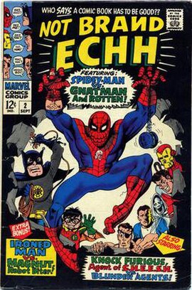 Not Brand Echh #2 (Sept. 1967). Cover art by Marie Severin, featuring parodies of Marvel characters as well as those of DC, Gold Key, and Tower Comics