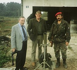 Denis Walker and Andrew Hunter MP on the Croatia-Serbia front line as part of the Monday Club delegation, 12 October 1991 Walker & Hunter 91.jpg