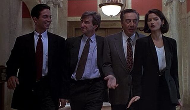 Season 6 (1995–96), from left: Benjamin Bratt, Sam Waterston, Jerry Orbach and Jill Hennessy (This was the first cast line-up to not feature any of th