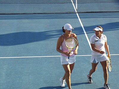 Shvedova and Tanasugarn in 2009 Pattaya Open doubles final match