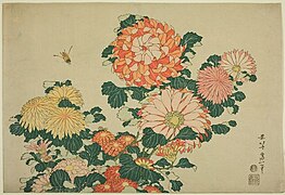 Chrysanthemums and Bee (菊に虻 Kiku ni hachi)
