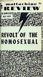 Voorpagina van de uitgave van mei 1959 van de Mattachine Review, een Amerikaans LGBT-tijdschrift