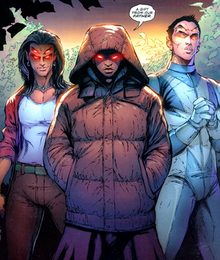 Three of Trigon's sons. Left to right: Jesse, Jared, and Jacob and Julius. Artwork from Titans (vol. 2) #3 (2008).