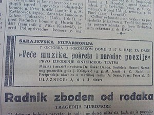 Jugoslovenski list newspaper clipping on the movement, 1939. Collegium.artisticum.newspaper.jpg