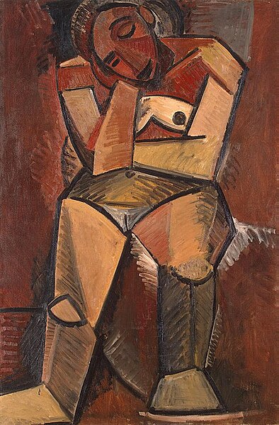 File:Pablo Picasso, 1908, Seated Woman, oil on canvas, 150 x 99 cm, Hermitage Museum, Saint Petersburg.jpg