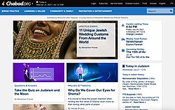 Captură de ecran a paginii de pornire a Chabad.org așa cum a apărut pe 21 iulie 2021
