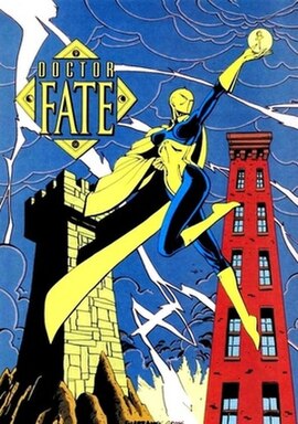 Inza as Doctor Fate. Art by Vincent Giarrano, Peter Gross, and Anthony Tollin.