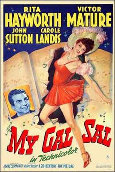 Original theater lobby and sidewalk publicity poster color artwork for 'My Gal Sal' (1942)