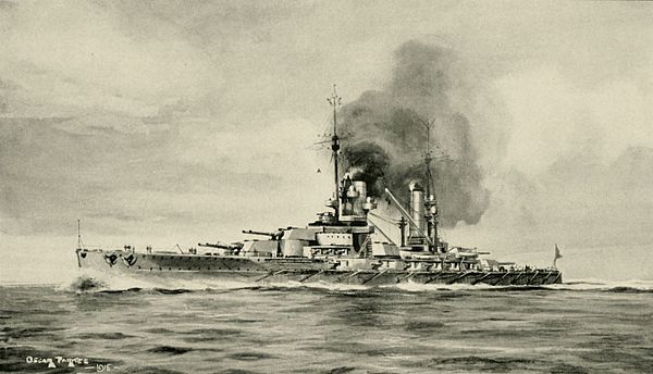 Drawing of SMS König at sea