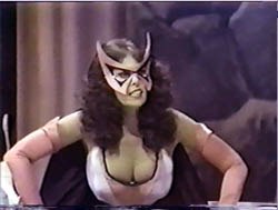 Barbara Joyce as the Huntress as she appears in Legends of the Superheroes.