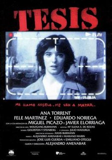 <i>Tesis</i> 1996 Spanish crime horror thriller film directed by Alejandro Amenábar