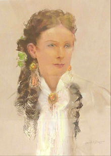 A pastel drawing of Alice Littlefield as a young southern belle.
