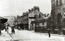 Church Street looking north from St Leonard's, c. 1900. The Old Black Bull is next to the church. The view has hardly changed, but unlike some others, the street is no longer cobbled.