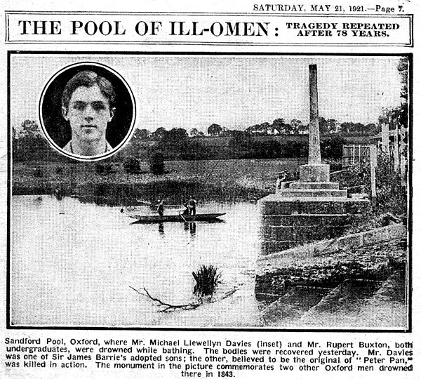 Newspaper report of Davies' drowning