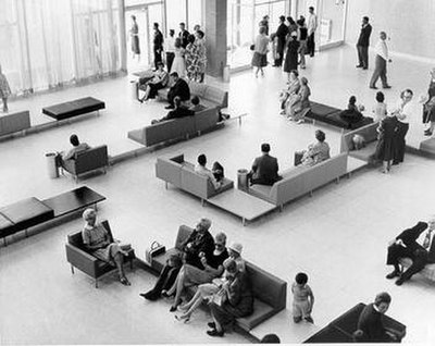 The airport terminal soon after construction in 1960