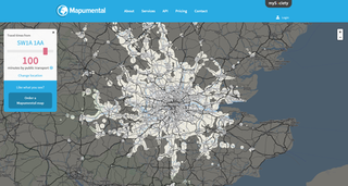 Mapumental Web-based interactive isochrone map