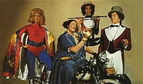 Flange Desire, Aunty Jack, Thin Arthur, and Narrator Neville in 1972 Season1.jpg