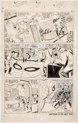 Original art, The Amazing Spider-Man #51 (August 1967), page 16. An early example of the John Romita Sr.-Mike Esposito penciling and inking team that 