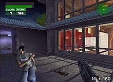 A screenshot of the Chinese level in TimeSplitters. Timesplitters gameplay.jpg