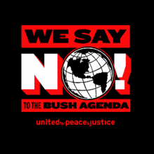 The United for Peace and Justice logo United for peace and justice.png