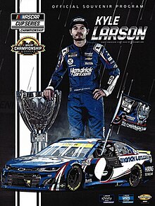 The 2022 NASCAR Cup Series Championship Race program cover, featuring 2021 champion Kyle Larson.