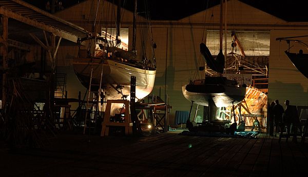 Spaulding boatyard at night SWBCSep2007.jpg