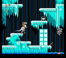 Scene with platforms, power-ups and an enemy (NES version) Star Wars The Empire Strikes Back NES screenshot.gif