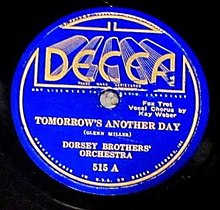 1935 Decca Records 78 release, 515A. Tomorrow's Another Day Dorsey 1935.jpg
