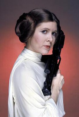 Promotional photo of Carrie Fisher as Princess Leia for Star Wars (1977)