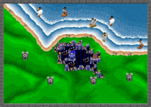 The battle phase in single-player mode. Rampart screenshot.png