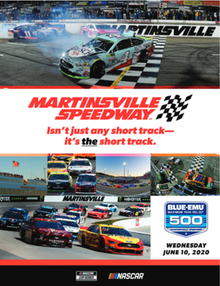 The 2020 Blue-Emu Maximum Pain Relief 500 program cover.