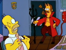 Flanders as the devil in Treehouse of Horror IV, portrayed as such due to being the one you least suspect