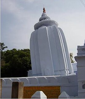 Leaning Temple of Huma Temple in Huma, India with a leaning tower