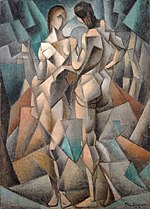 Jan Metzinger, 1910-11, Deux Nus (Ikki yalang'och, ikkita ayol), tuvalga moy, 92 x 66 sm, Gyoteborg san'at muzeyi, Shvetsiya.jpg