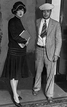 Attorney R. A. McKinley and his secretary, Bernice Morris. The blind Long Beach attorney was killed in an automobile accident and had claimed to have been approached by the alleged McPherson kidnappers in a deal for ransom. LAPLMorris McKinley00021705.jpg