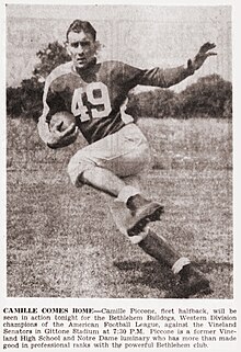 Cam Piccone, Bulldog left halfback, was a second team AFL All-League player in 1946. Piccone-1947.jpg