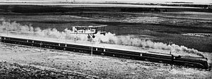 Victorian Railways Spirit of Progress train races an airplane