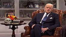 Carrey's portrayal of Biden saw criticism for its energeticism, but also praise for portraying Biden's perceived "creepiness". Jim Carrey as Joe Biden.jpg