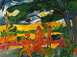 Max Pechstein, 1911, Under the Trees (Akte im Freien), oil on canvas, 73.6 x 99 cm (29 x 39 in)