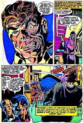 The reintroduction of the villain Two-Face, in Batman #234 (August 1971). Art by Neal Adams.