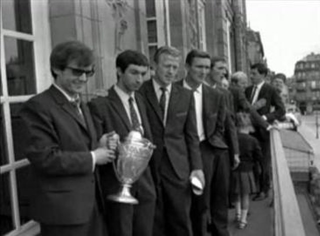 1966 Cup winners at the Strasbourg town hall. From left to right: Gress, Piat, Stiebel, Kaelbel
