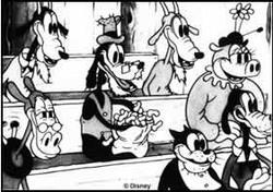 Goofy, anonymous in his debut cartoon, Mickey's Revue (1932) Goofy Debut.PNG