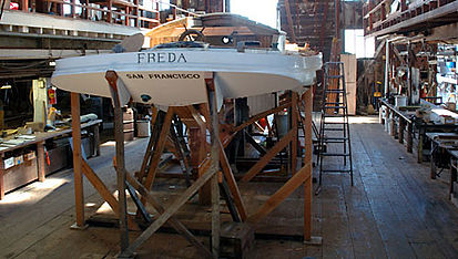 Freda being restored at Spaulding Marine Center (2007) Freda rb2.jpg