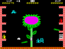 The player has protected the plant from parasites, causing it to flower and end the level. Pssst gameplay.png