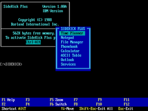 MS-DOS uchun Sidekick Plus 1.0