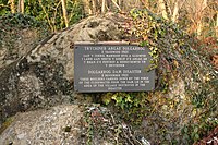 A slate plaque marking the beginning of the memorial walk