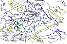 Imperial movements in their approach to Leipzig. They devastated the region on their approach. Imperial movements on Leipsic.jpg