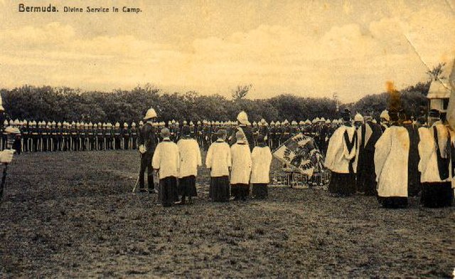 Presentation of colours at Prospect Camp recreation ground (now the Bermuda National Stadium)